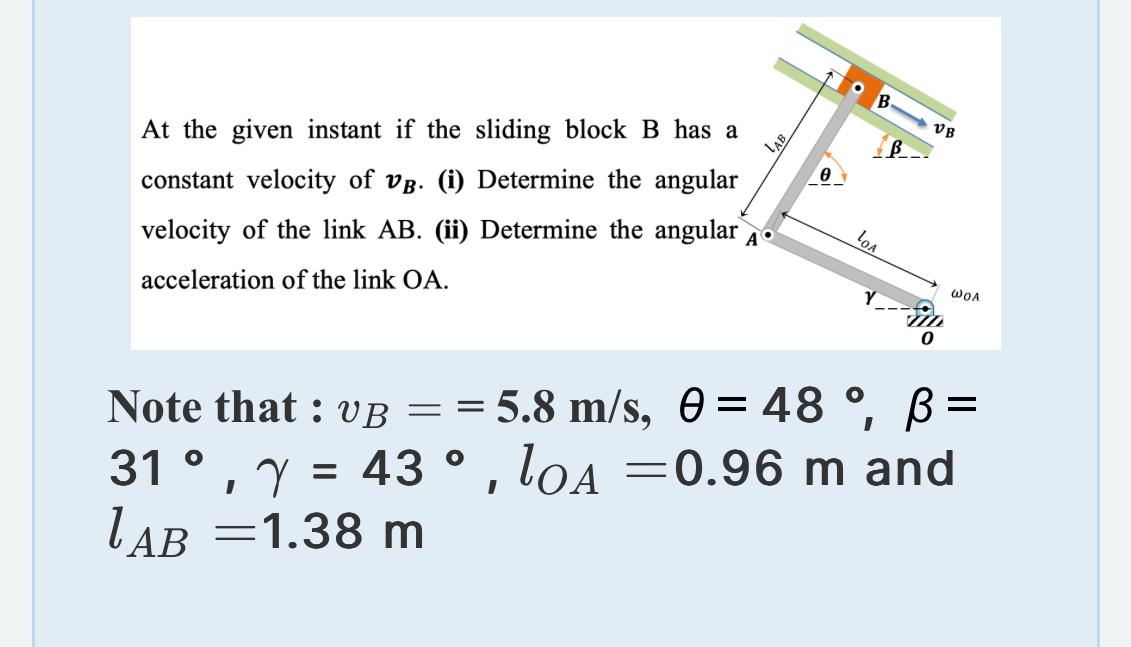  At the given instant if the sliding block B has a