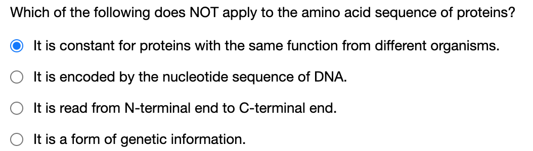 that apply. The primary structure of a protein: is the hydrogen-bonded arrangement
