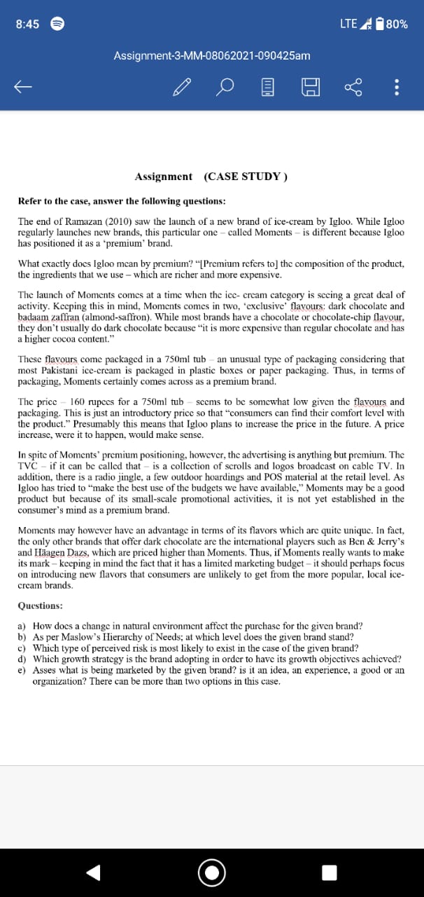 8:45 LTE 80% Assignment-3-MM-08062021-090425am O . . . Assignment (CASE STUDY