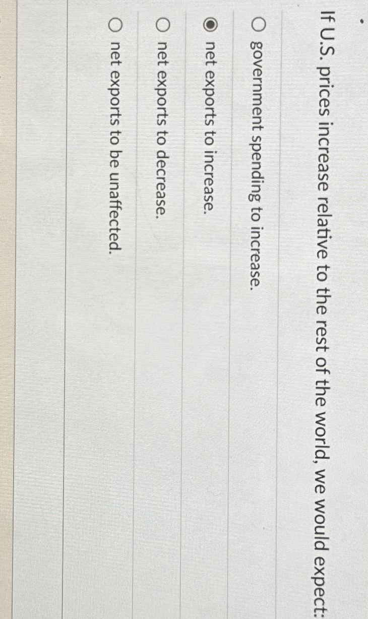  If U.S. prices increase relative to the rest of the world,