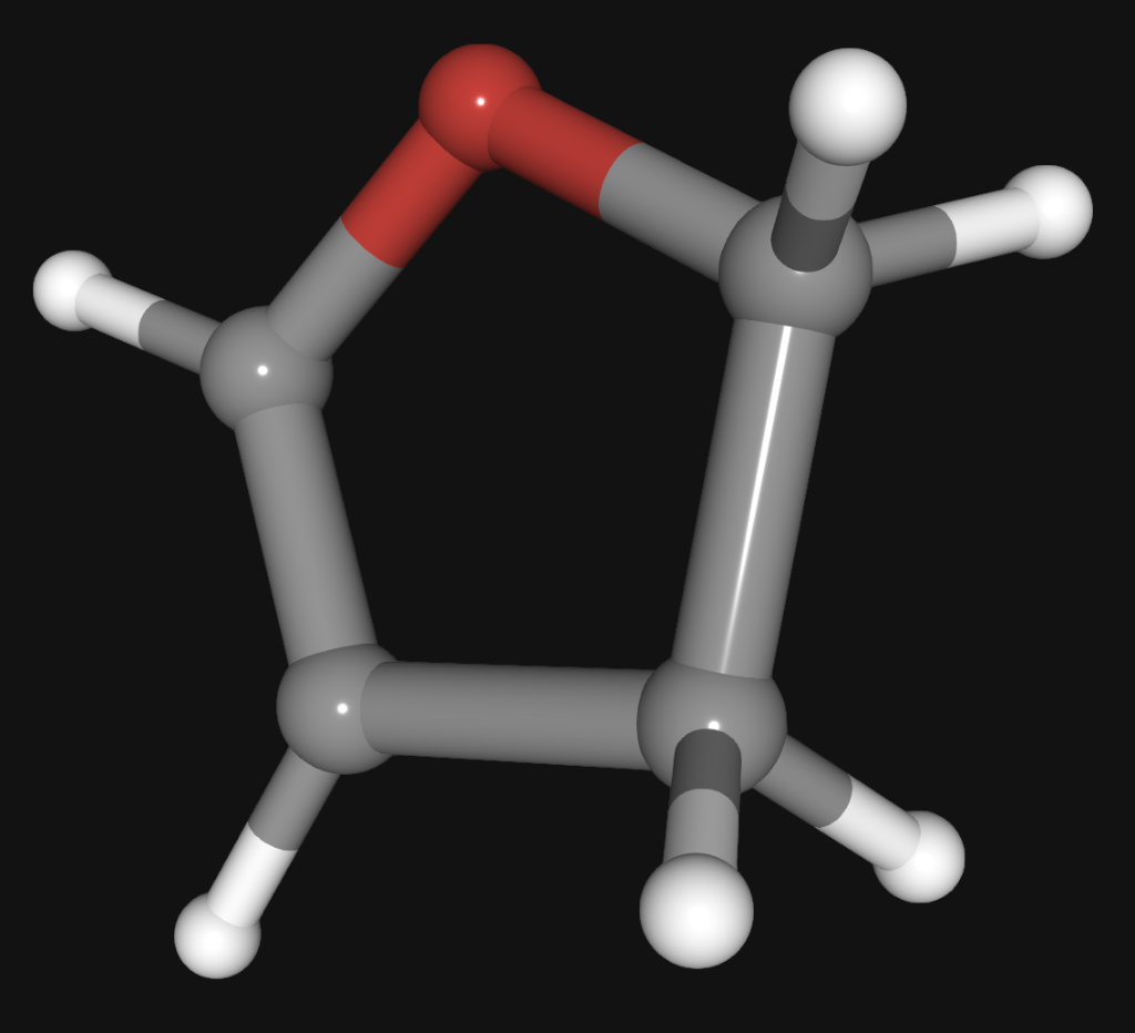 A skeletal structure for molecule C (C4H6O), which shows only how the