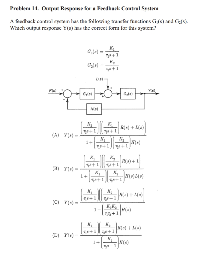  Problem 14. Output Response for a Feedback Control System A feedback
