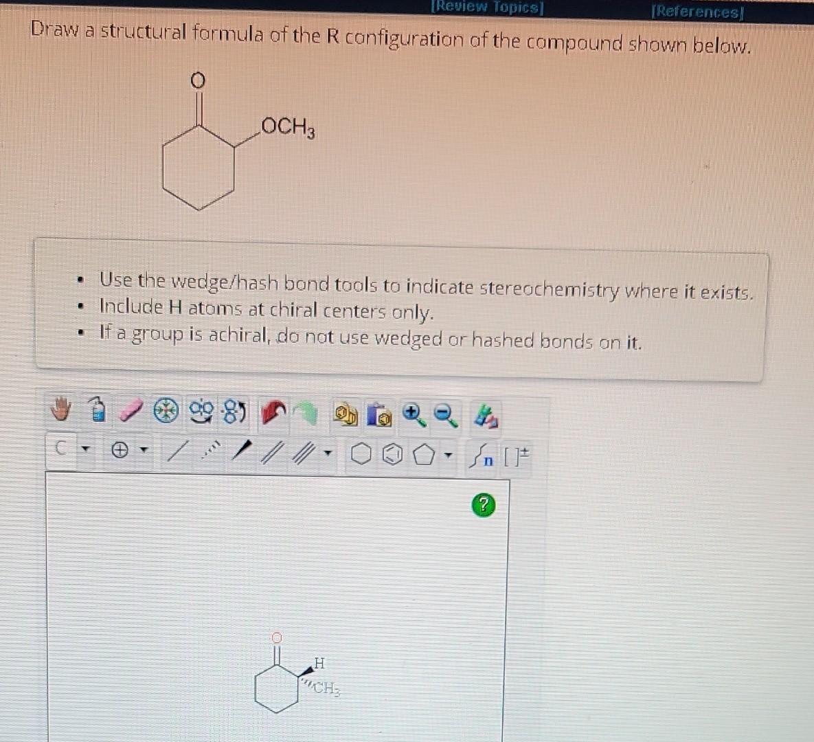 a structural formula of the R configuration of the compound shown below.