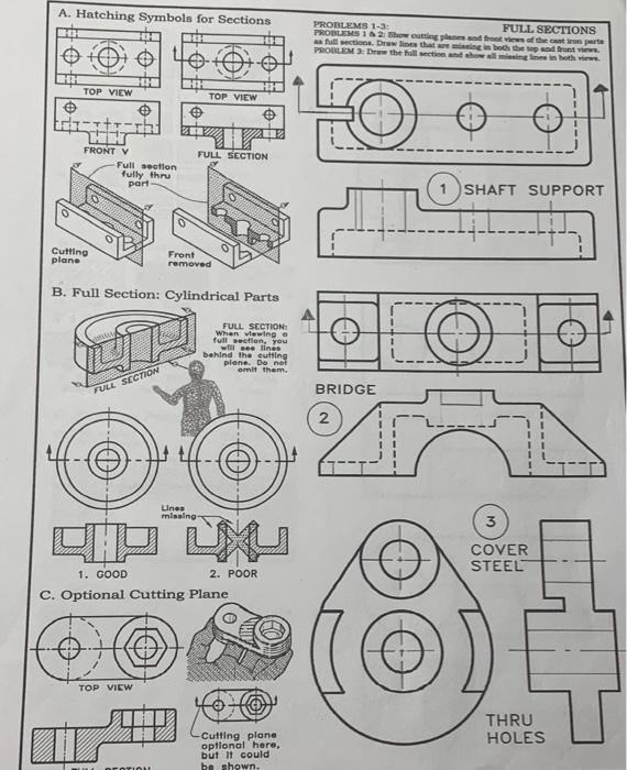 Engineering Graphics A. Hatching Symbols for Sections PROBLEMS 1-3: FULL SECTIONS PROBLEMS