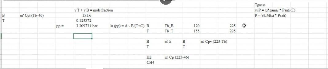 the individual vaporizing components (i.e. toluene and benzene), their corrected latent heats