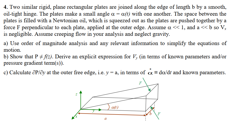  4. Two similar rigid, plane rectangular plates are joined along the