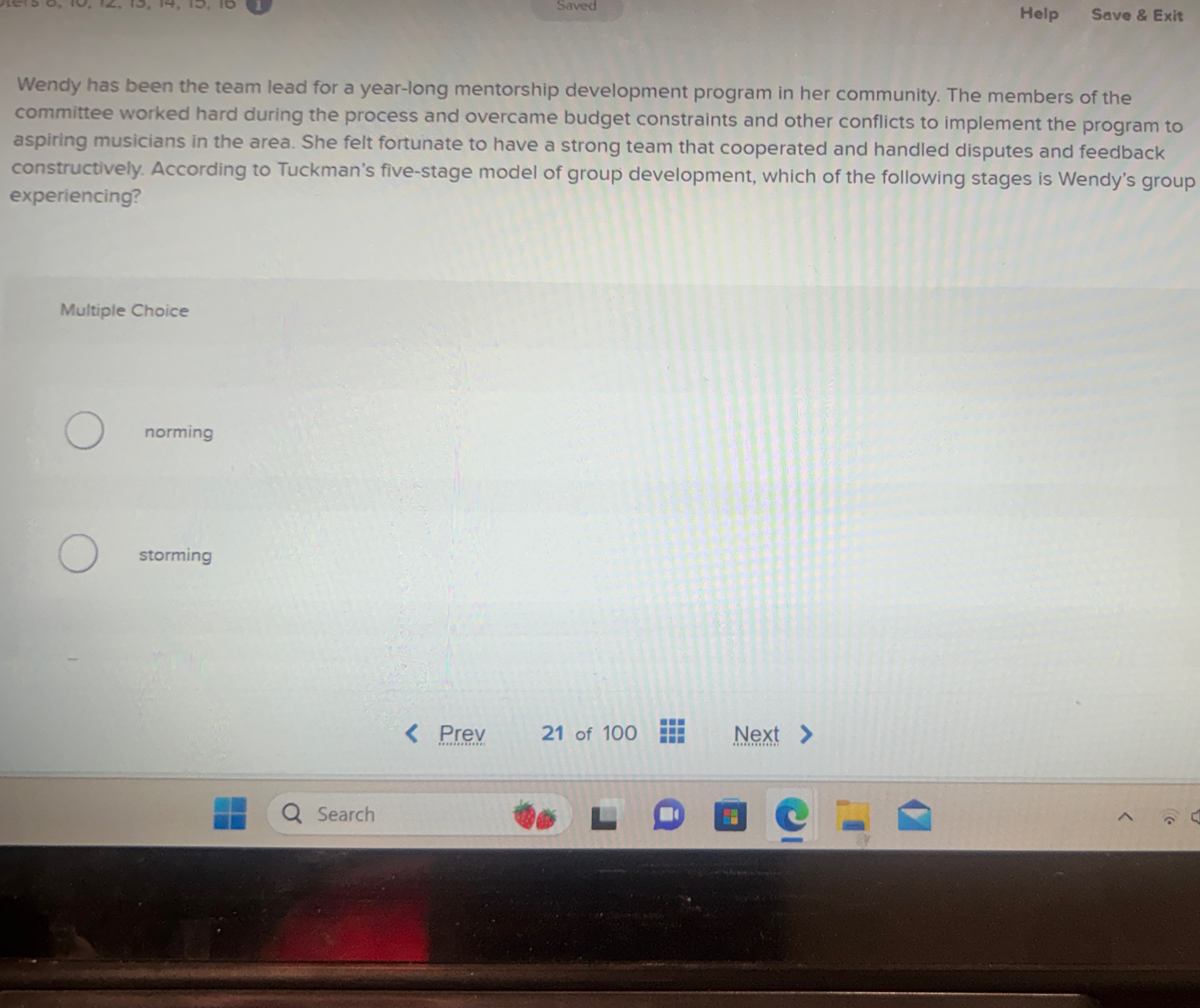  Saved Help Save & Exit Wendy has been the team lead