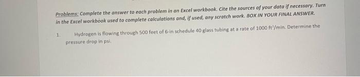  Problems: Complete the answer to each problem in an Excel workbook.