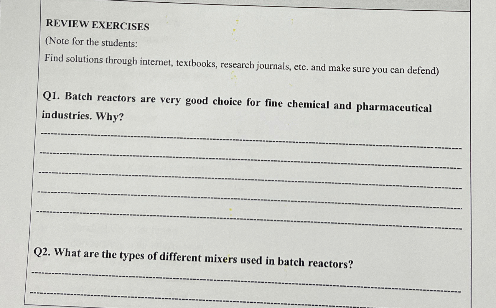  REVIEW EXERCISES (Note for the students: Find solutions through internet, textbooks,