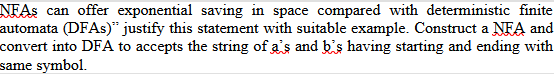  NFAs can offer exponential saving in space compared with deterministic finite