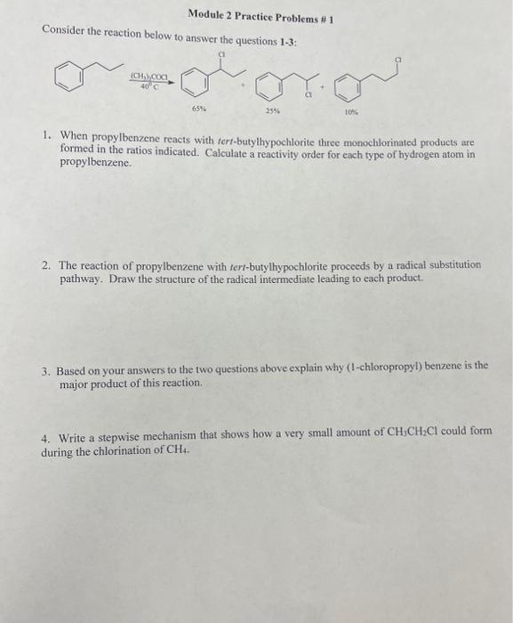  Module 2 Practice Problems #1 Consider the reaction below to answer