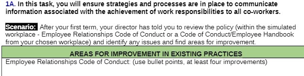 1A. In this task, you will ensure strategies and processes are