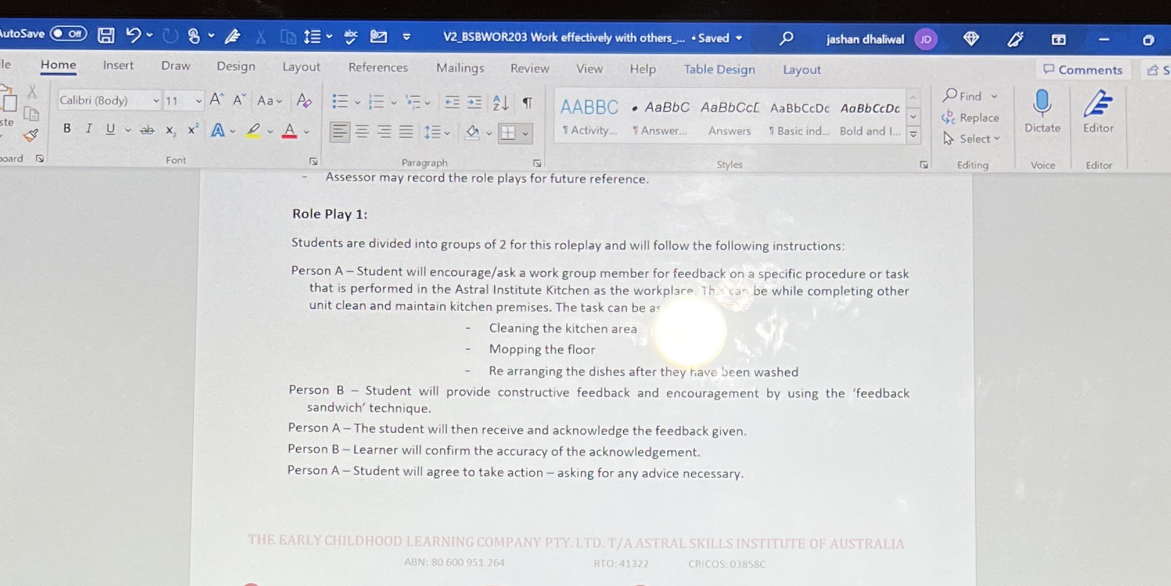 BSBWOR203 roleplay script needed AutoSave ( On) H . 0 8 .