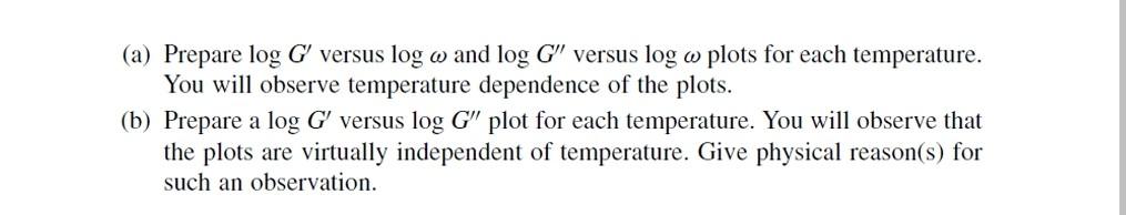 using a cone-and-plat rheometer for an LDPE. (a) Prepare logG versus log