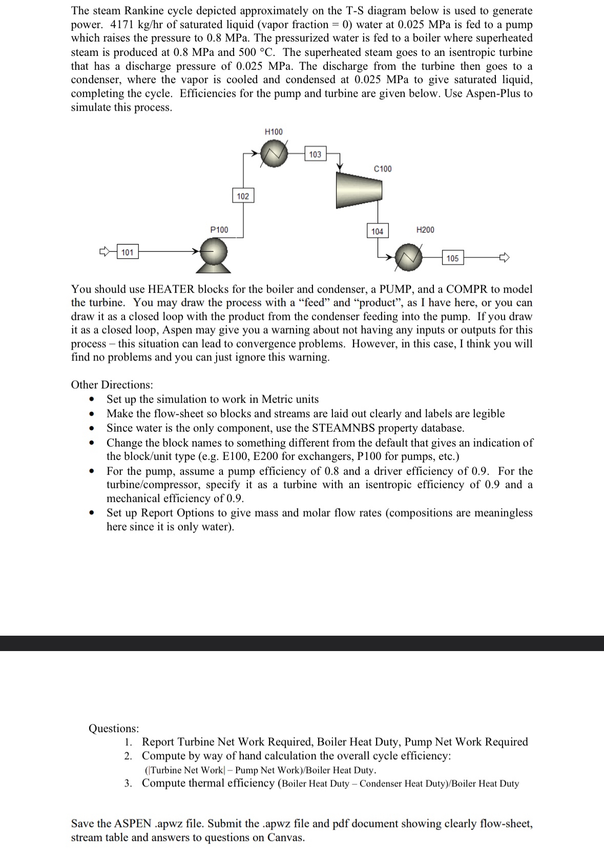  I need to get the overall cycle efficiency (question 2) and