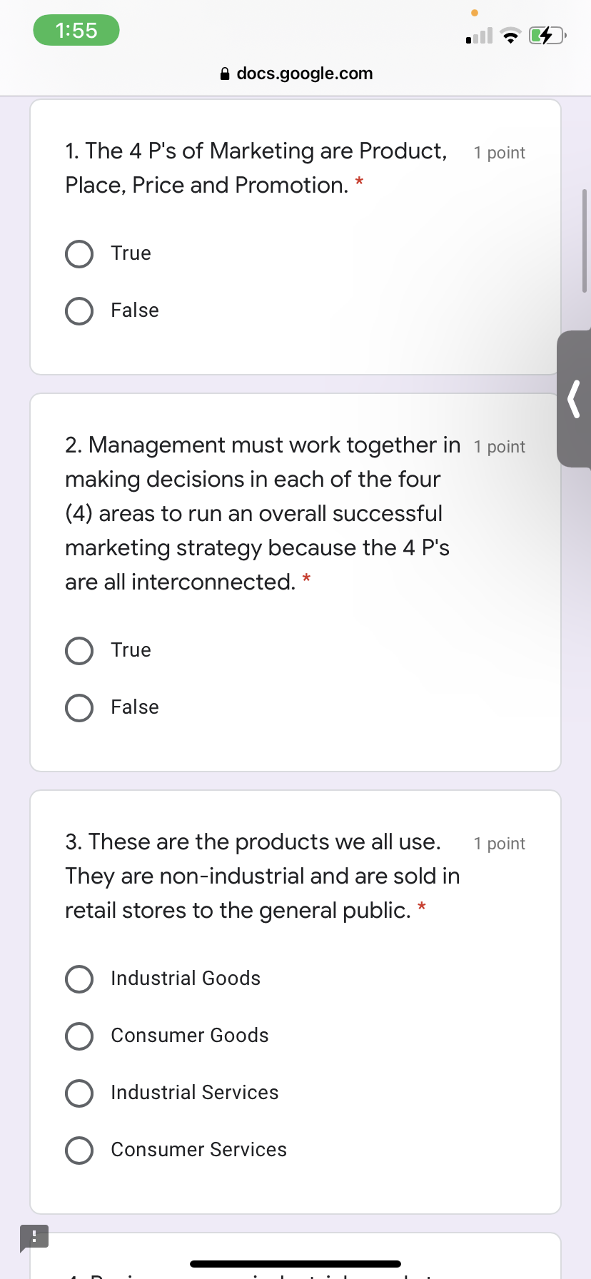 this. * O True O False 13. Positioning a product means that