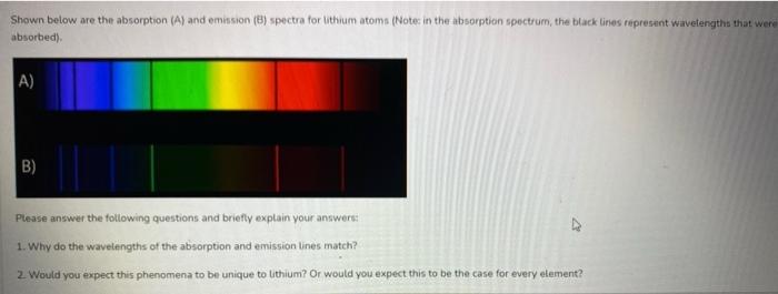  Shown below are the absorption (A) and emission (8) spectra for
