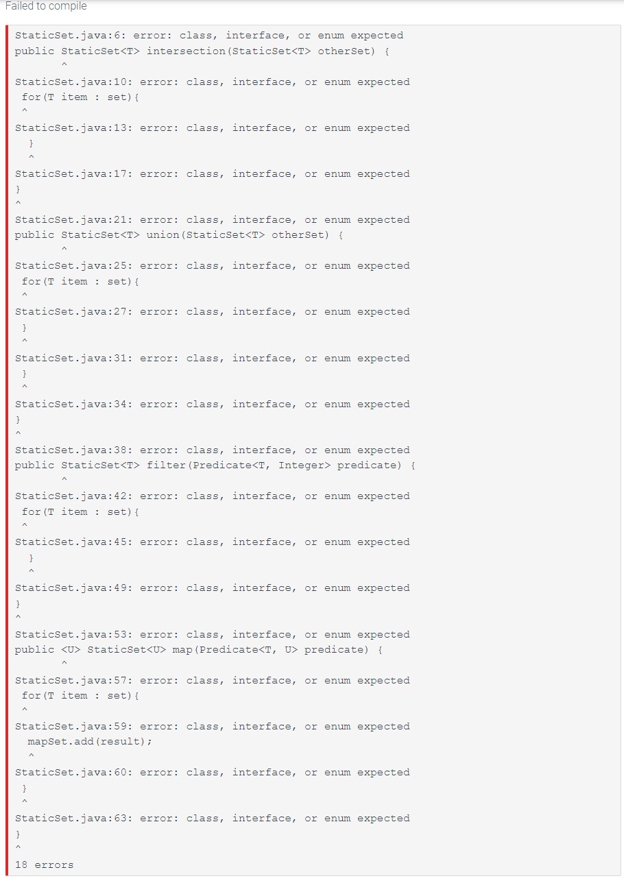 1: Inspect StaticSet.java Inspect the StaticSet generic class declaration in the StaticSet.java