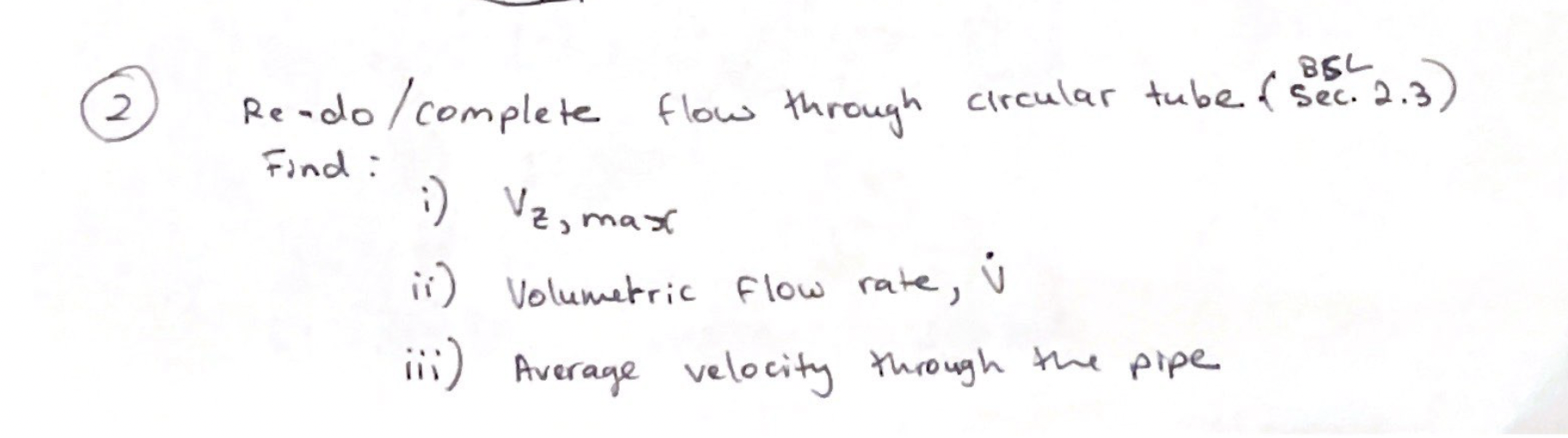  2 Reado / complete flow through circular tube & Sec. 2.3)