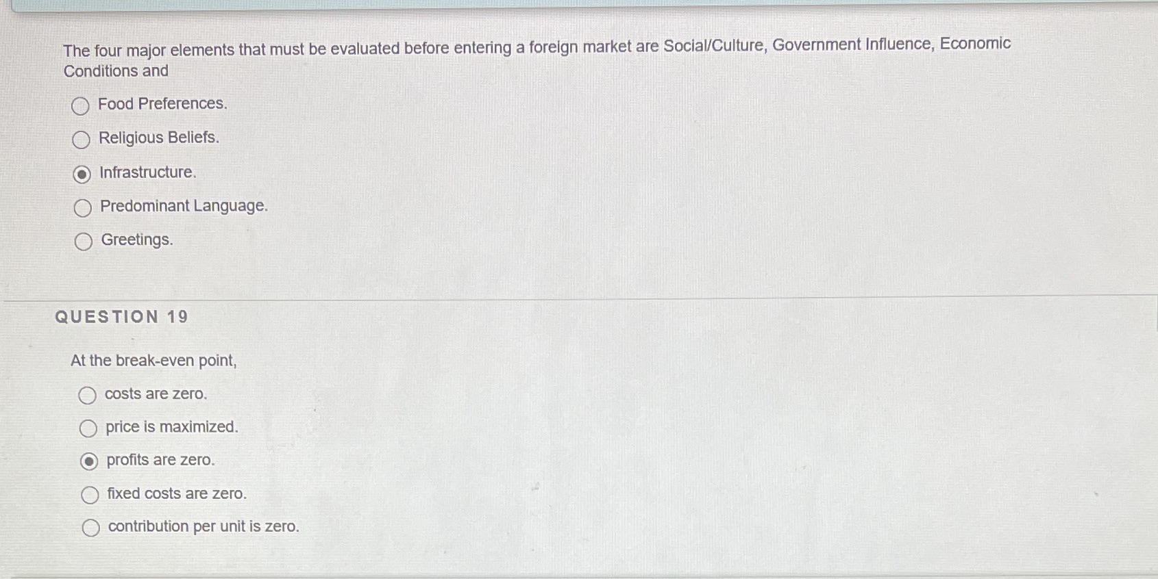 The four major elements that must be evaluated before entering a