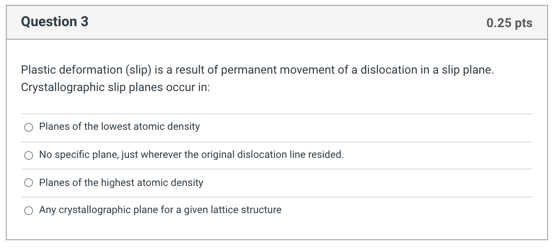 2 0.25 pts The thermal transitions for a semi-crystalline polymer consist of