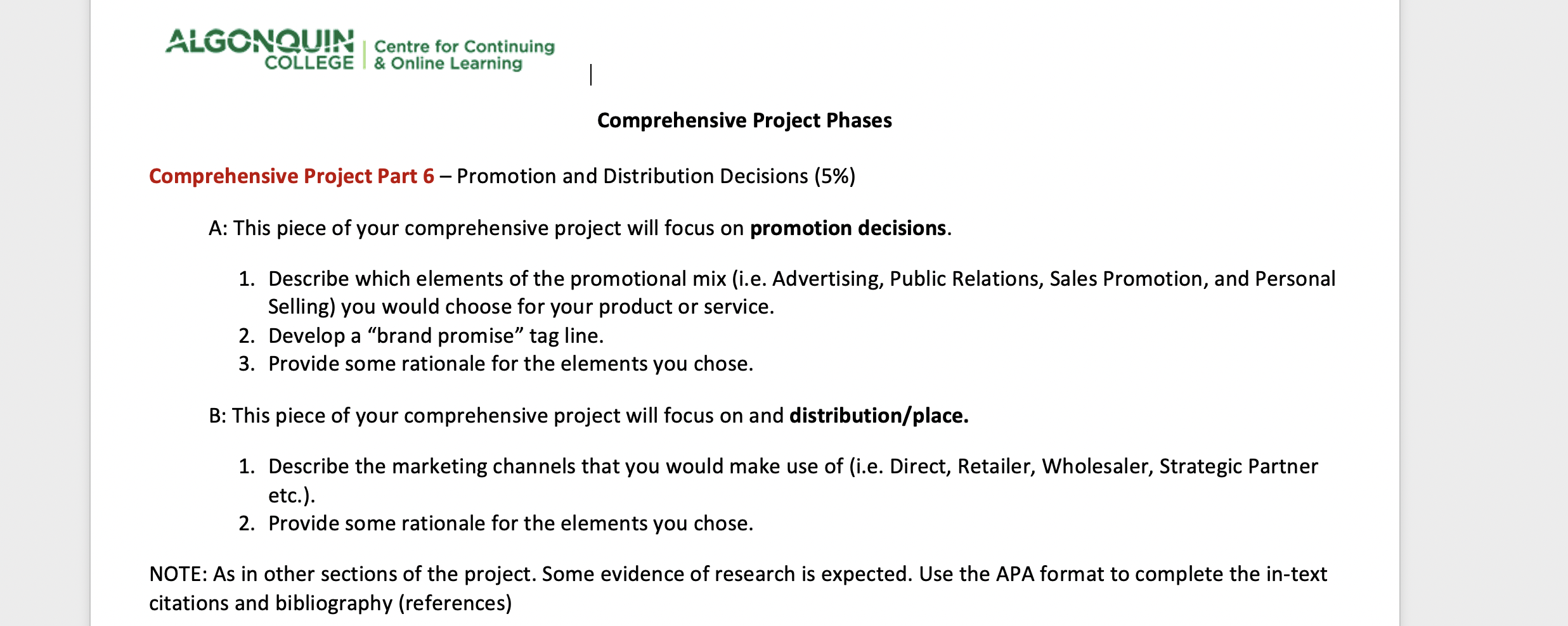  ALGONQU!\" ' Centre for Continuing COLLEGE & Online Learning | Comprehensive