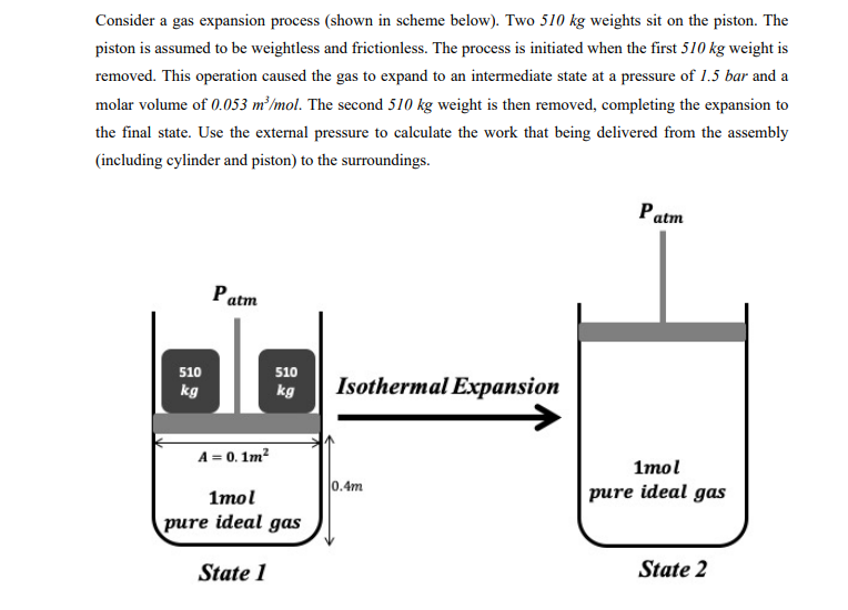  Consider a gas expansion process (shown in scheme below). Two 510