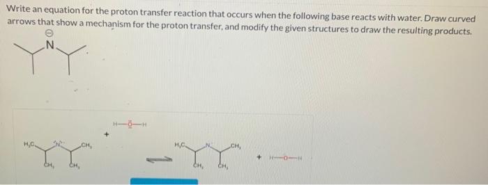 Write an equation for the proton transfer reaction that occurs when the