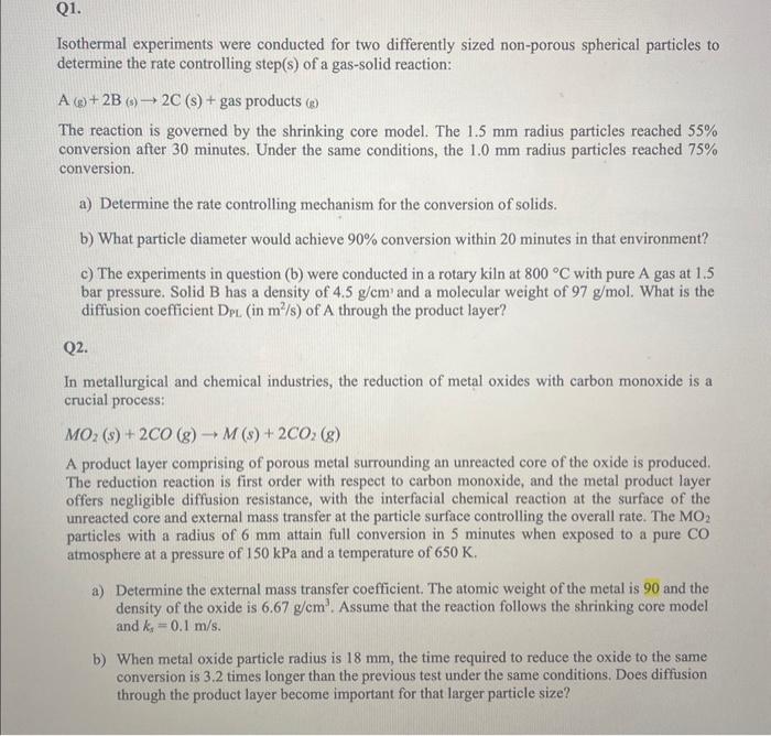 an irreversible first-order reaction, A B, occurs in a spherical catalyst pellet