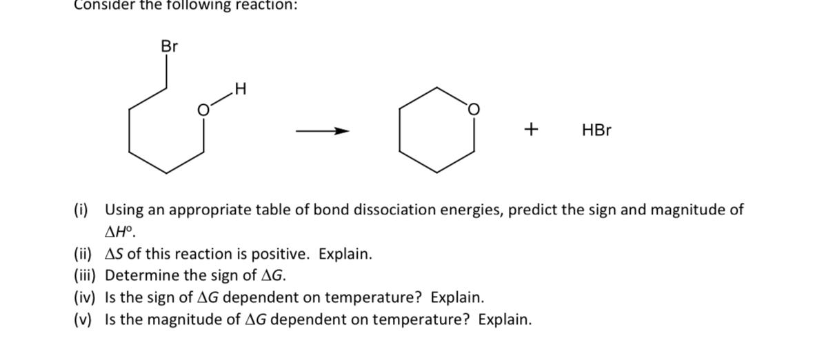  Consider the following reaction: Br (i) Using an appropriate table of