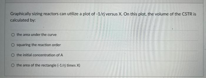  Graphically sizing reactors can utilize a plot of -1/rj versus X.