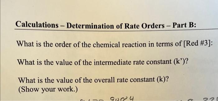 How do I find the intermediate rate constant (k') with [OCl-] 0.2754M