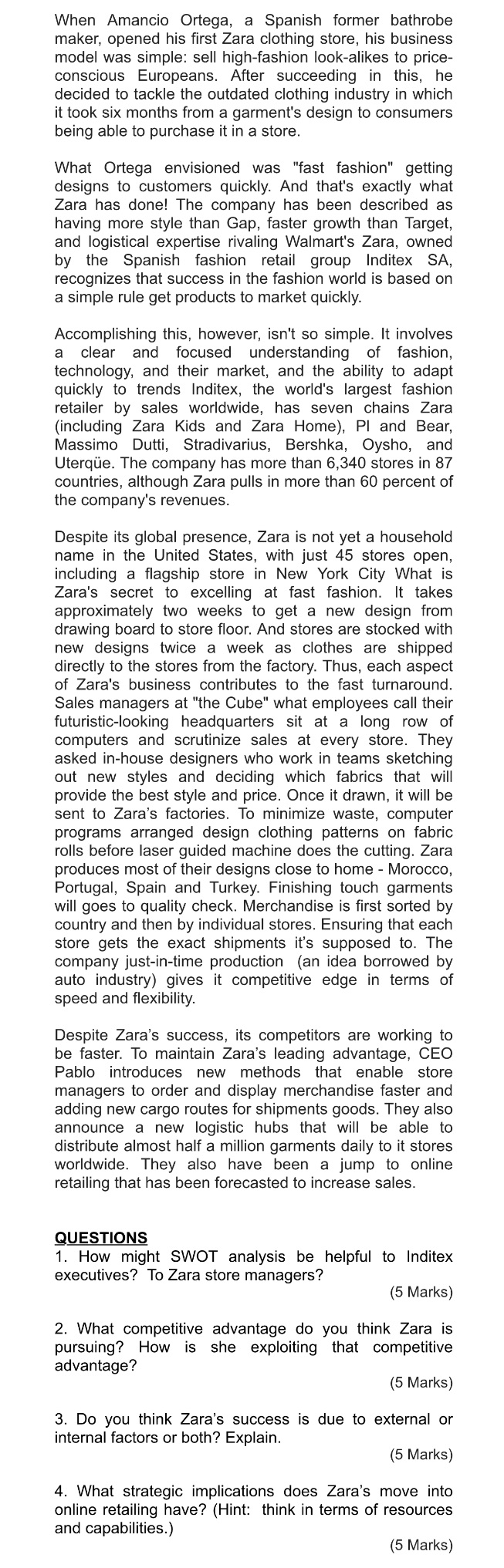 How to solve this case study? When Amancio Ortega, a Spanish former