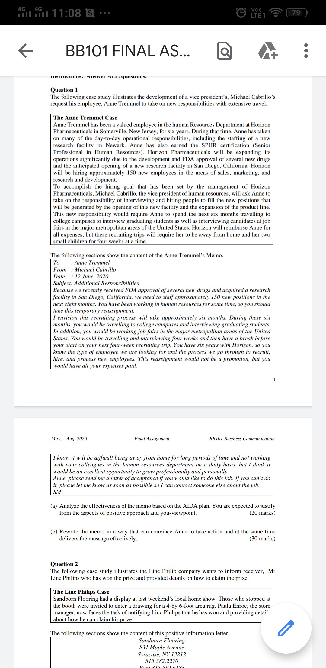 This is business communication assignment and a message from vice president to