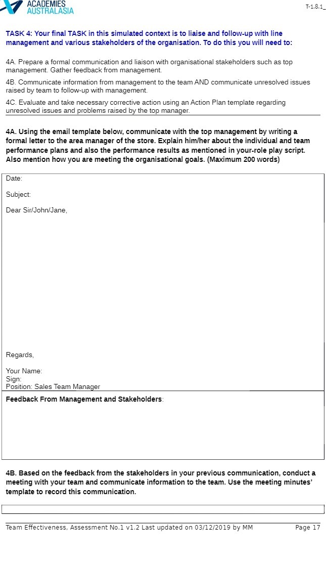 ACADEMIES AUSTRALASIA T-1.8.1 TASK 4: Your final TASK in this simulated