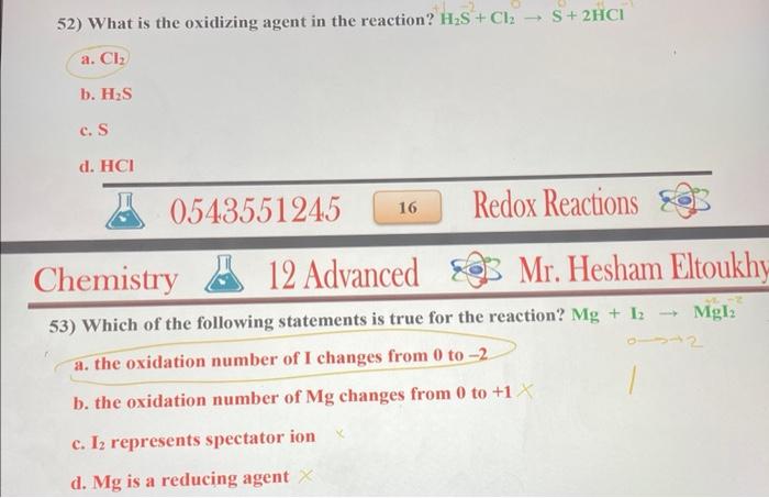 reaction? Fe+2Ag+Fe2++2Ag 51) What is the reducing agent in the reaction? 2Fe(s)+6HBr(aq)2FeBr(s)+3H2(g)