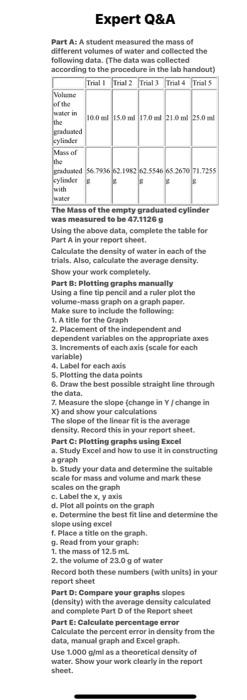  part B & C Expert Q&A Part A: A student measured
