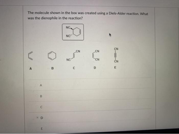wavelength for its /max? B D E D B The molecule shown