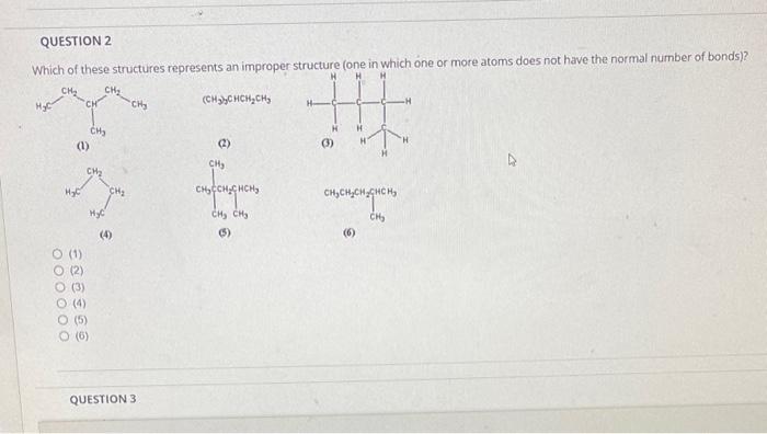  Which of these structures represents an improper structure (one in which