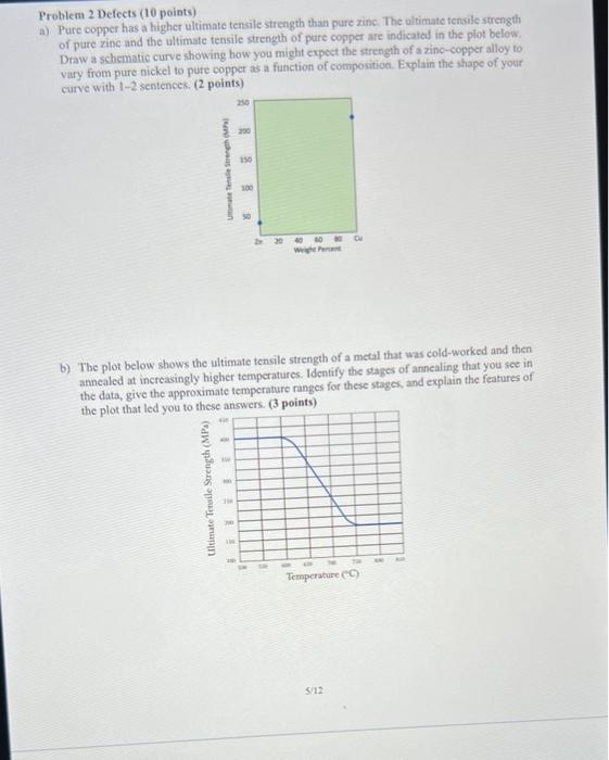 please answer all parts of the question. Problem 2 Defects (10