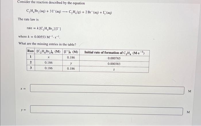  please help me find x = ..... M y= ..... M