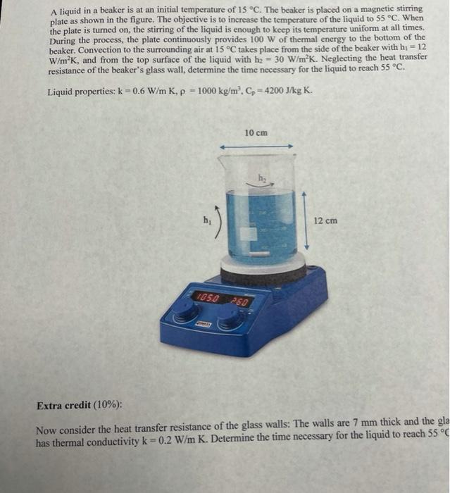  A liquid in a beaker is at an initial temperature of