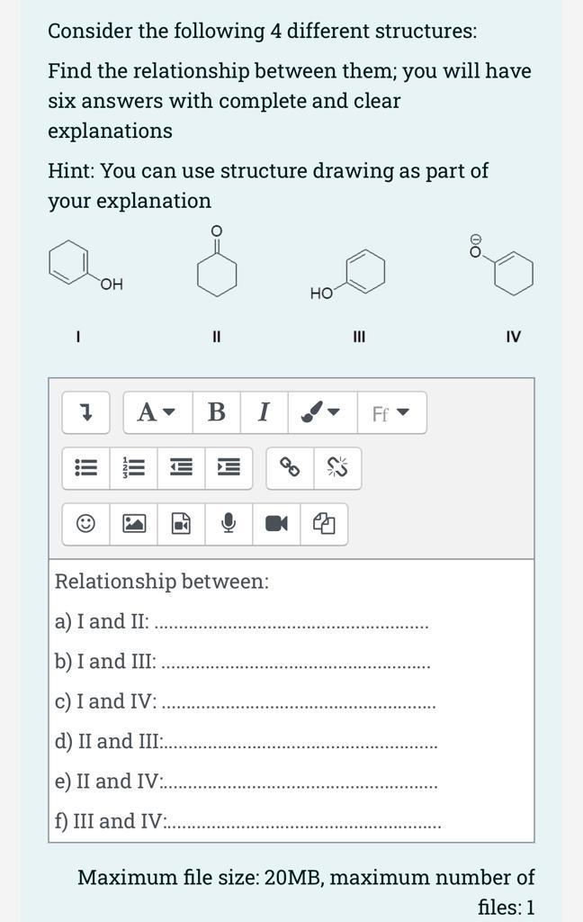 Consider the following 4 different structures: Find the relationship between them;