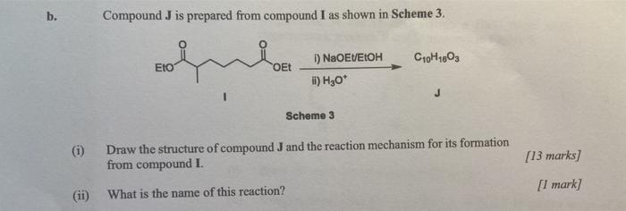  b. Compound J is prepared from compound I as shown in