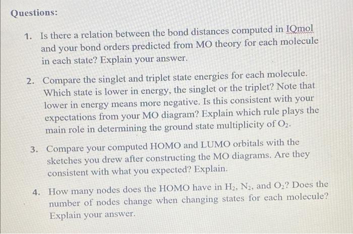 - Using Hyperchem, construct these molecules and minimize their energy. - Optimize
