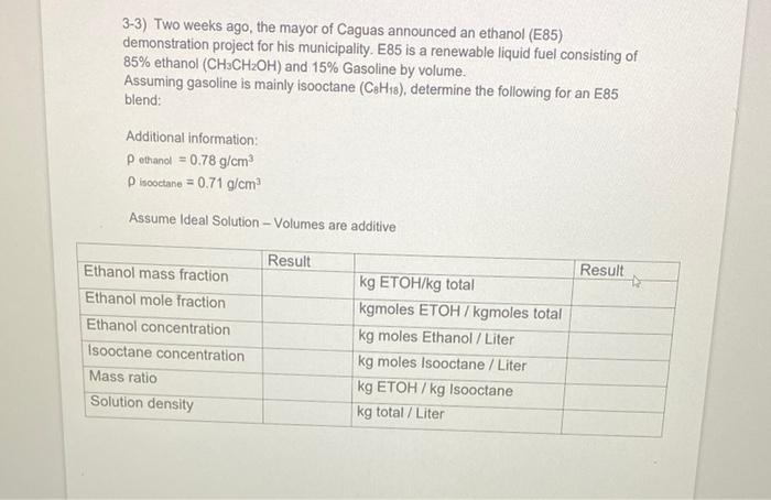  only the second Row (kg ETOH/kg total...ect) 3-3) Two weeks ago,