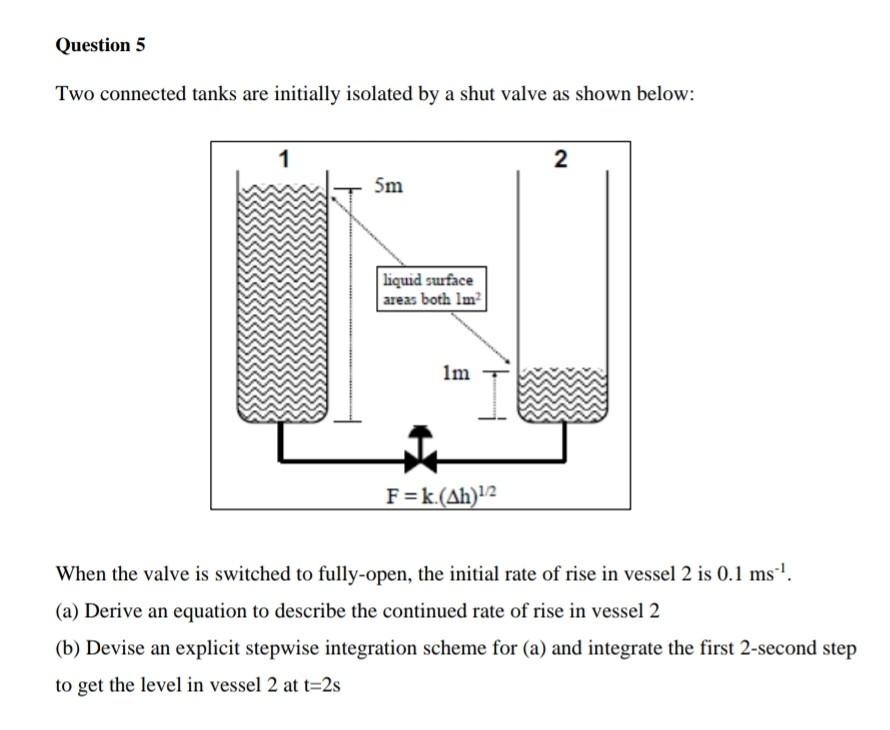  Please do and I will like Question 5 Two connected tanks