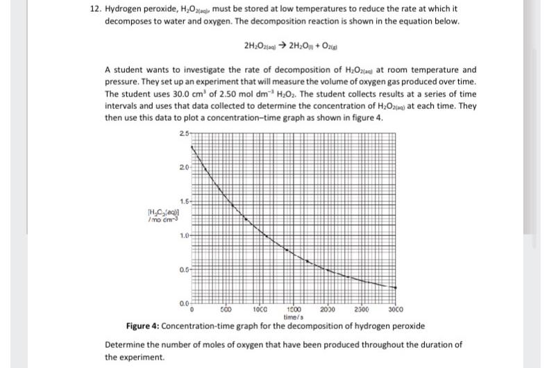  Hydrogen peroxide, H2O2(aa), must be stored at low temperatures to reduce