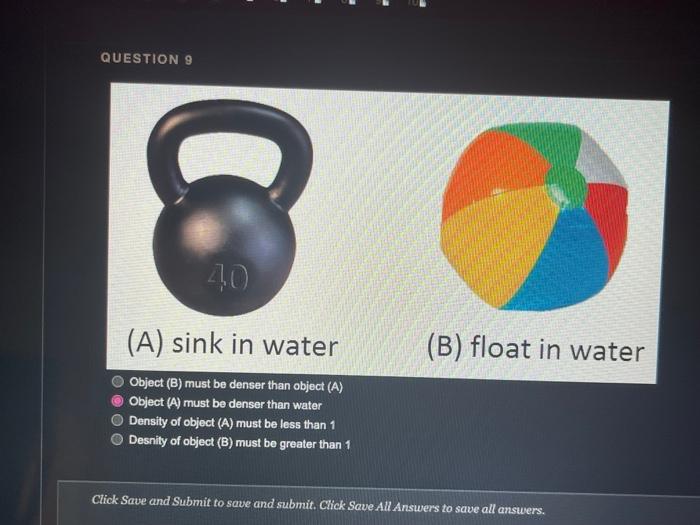 object (8) OOOO QUESTION 2 Heavy things always sink and light things