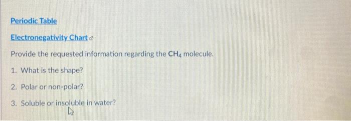  Periodic Table Electronegativity Charte Provide the requested information regarding the CH4